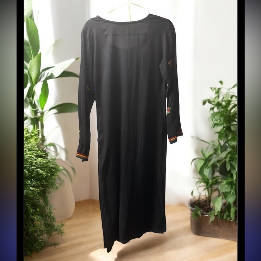 Poetic Threads black embroidered dress caftan size S/M - Picture 3 of 7